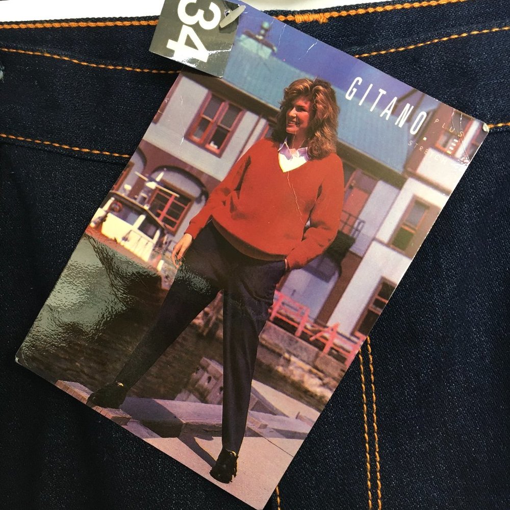 Vtg 80's GITANO  Power Stretch High Rise Mom Dark Wash Jeans 34 Waist NWT NOS